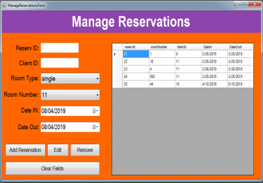 I will do hotel system application using C sharp and visualstudio.