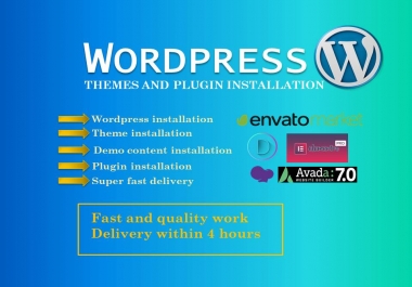 I will install wordpress setup theme and plugin,  do customization