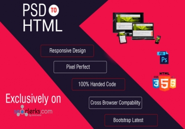 I will convert psd to html, figma to html, xd to html, css, responsive bootstrap website
