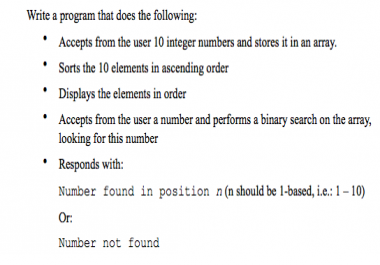C + Project 8 Binary Search